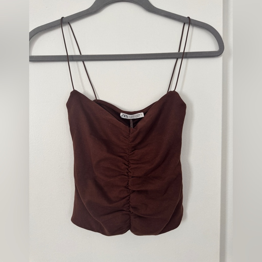 Zara Dark Brown Ruched Camisole